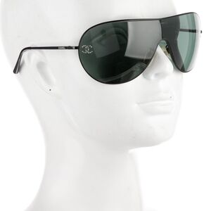CHANEL Dark Gray Aviator Sunglasses